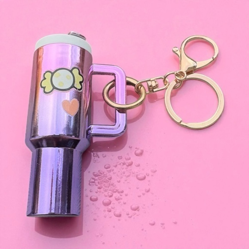 3/$25 Mini Stanley Style Cup Tumbler Purple Ombre Metallic Keychain Bag Charm
